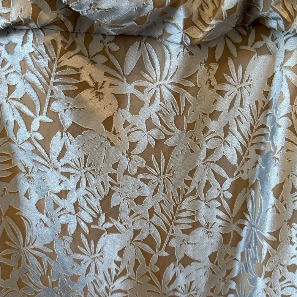 Anthropologie Jenny Yoo Dahlia Dress Elegant Lace Maxi Dress in Silver-Taupe